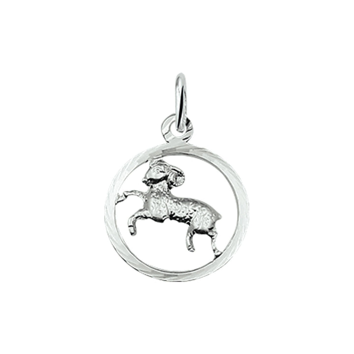 Voeg stijl toe met de hanger sterrenbeeld gediamanteerd zilver wit van Van der Kooij Collectie: een unisex hanger met zilverkleurige ram in een bewerkte cirkel, ideaal voor je favoriete ketting of armband.