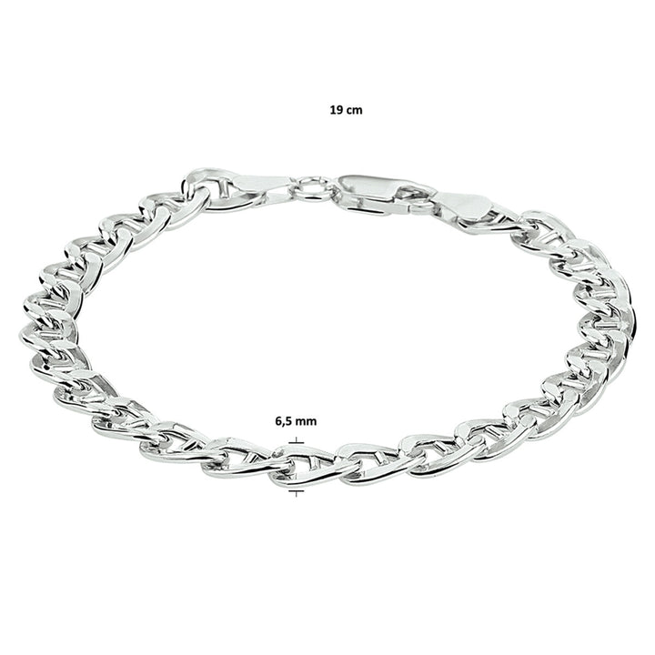 armband anker 6,5 mm 19 cm zilver gerhodineerd