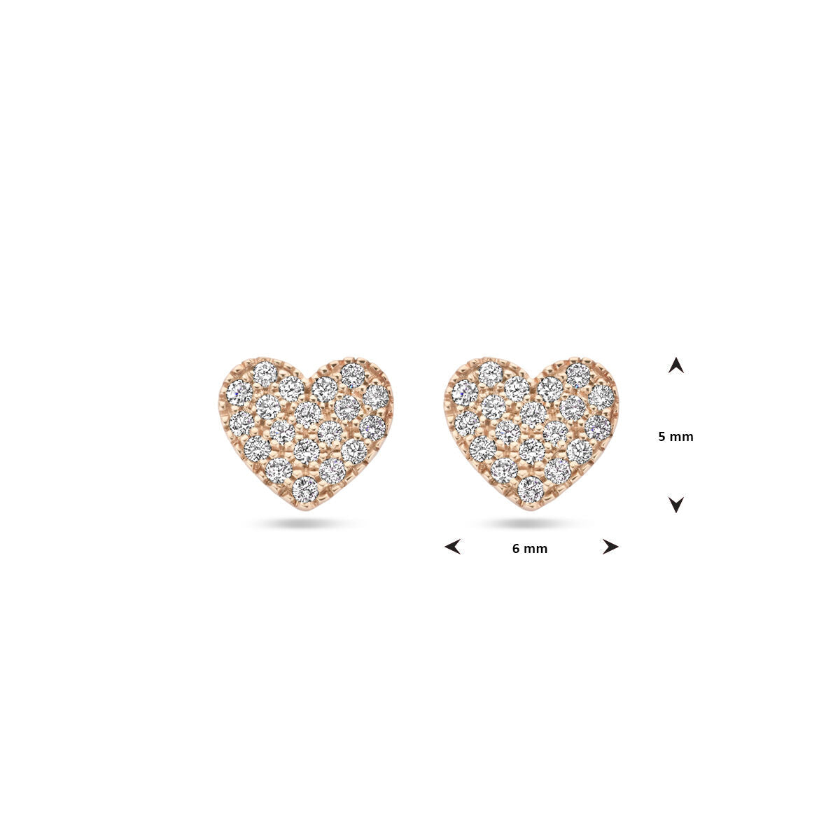 kolczyki wkrętki serce diament 0.11ct (2x 0.055ct) h si 14K różowe złoto