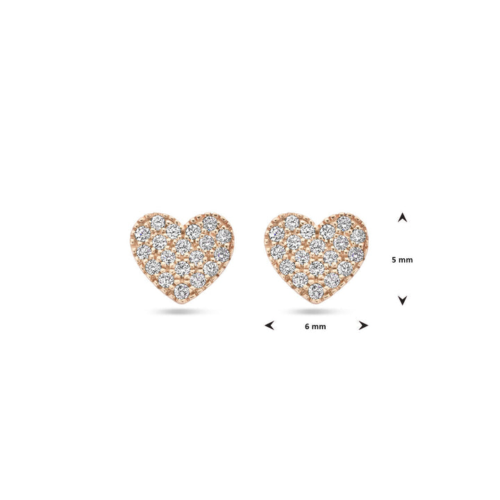 oorknoppen hartje diamant 0.11ct (2x 0.055ct) h si 14K roségoud
