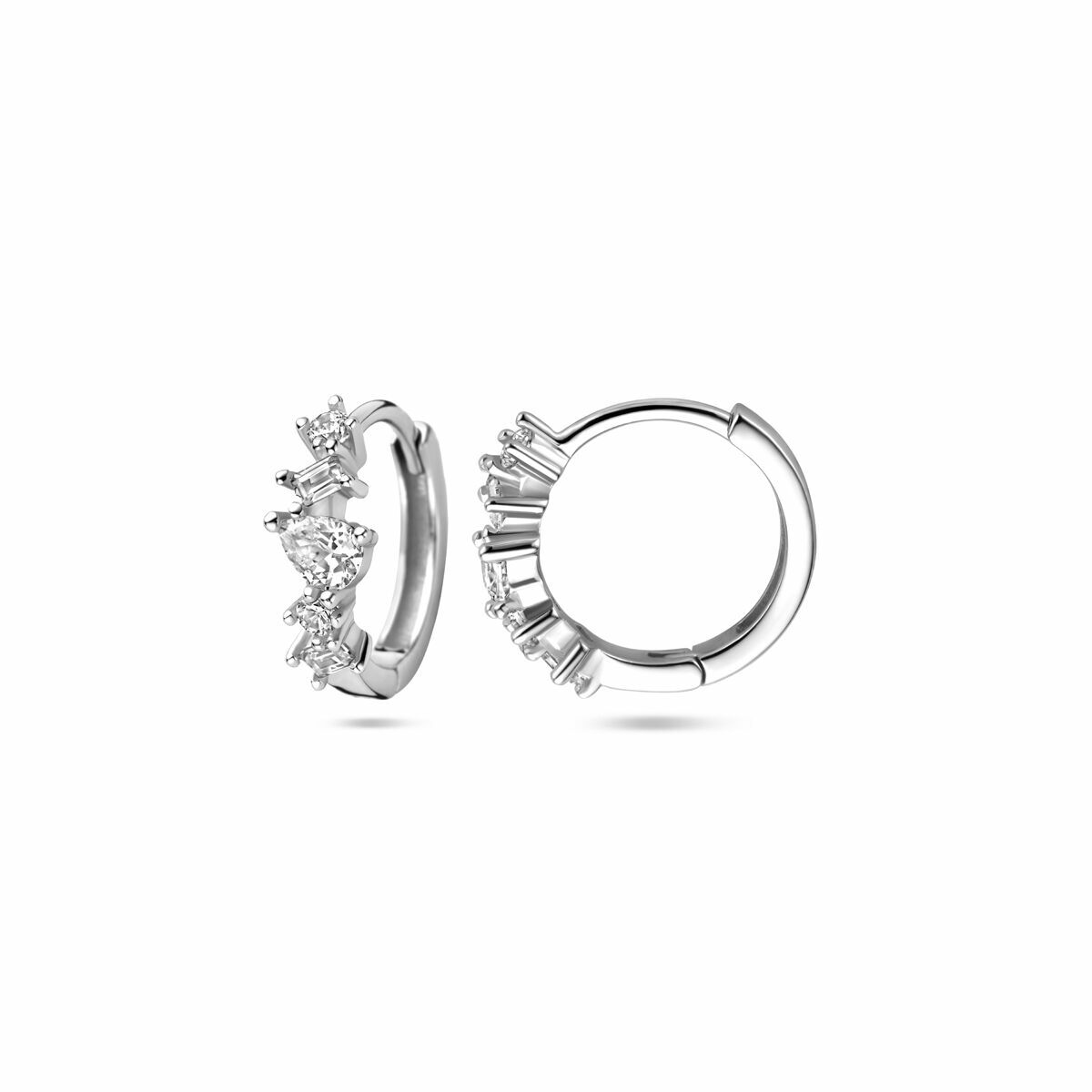 kolczyki koła cyrkonia 13 mm srebro rodowane