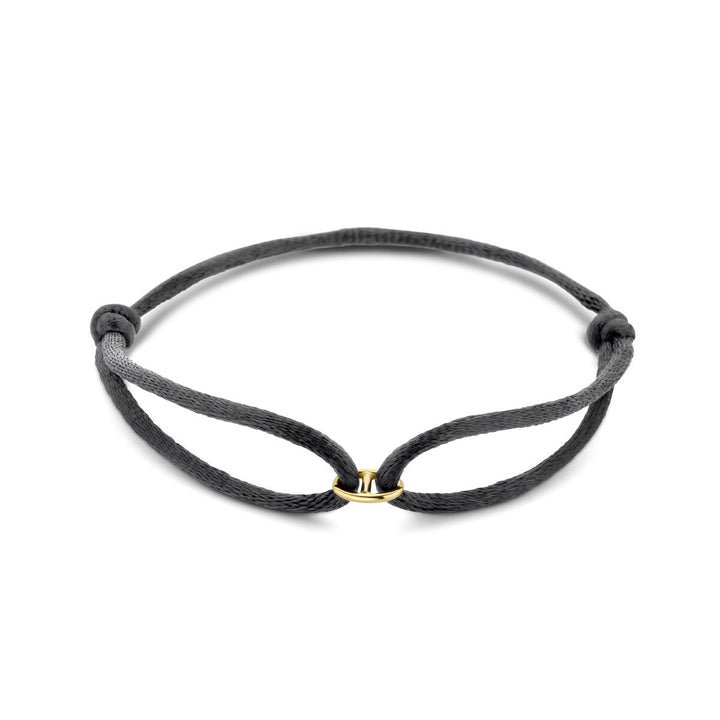armband satijn 13 - 26 cm 14K goud met rubber/nylon/leer