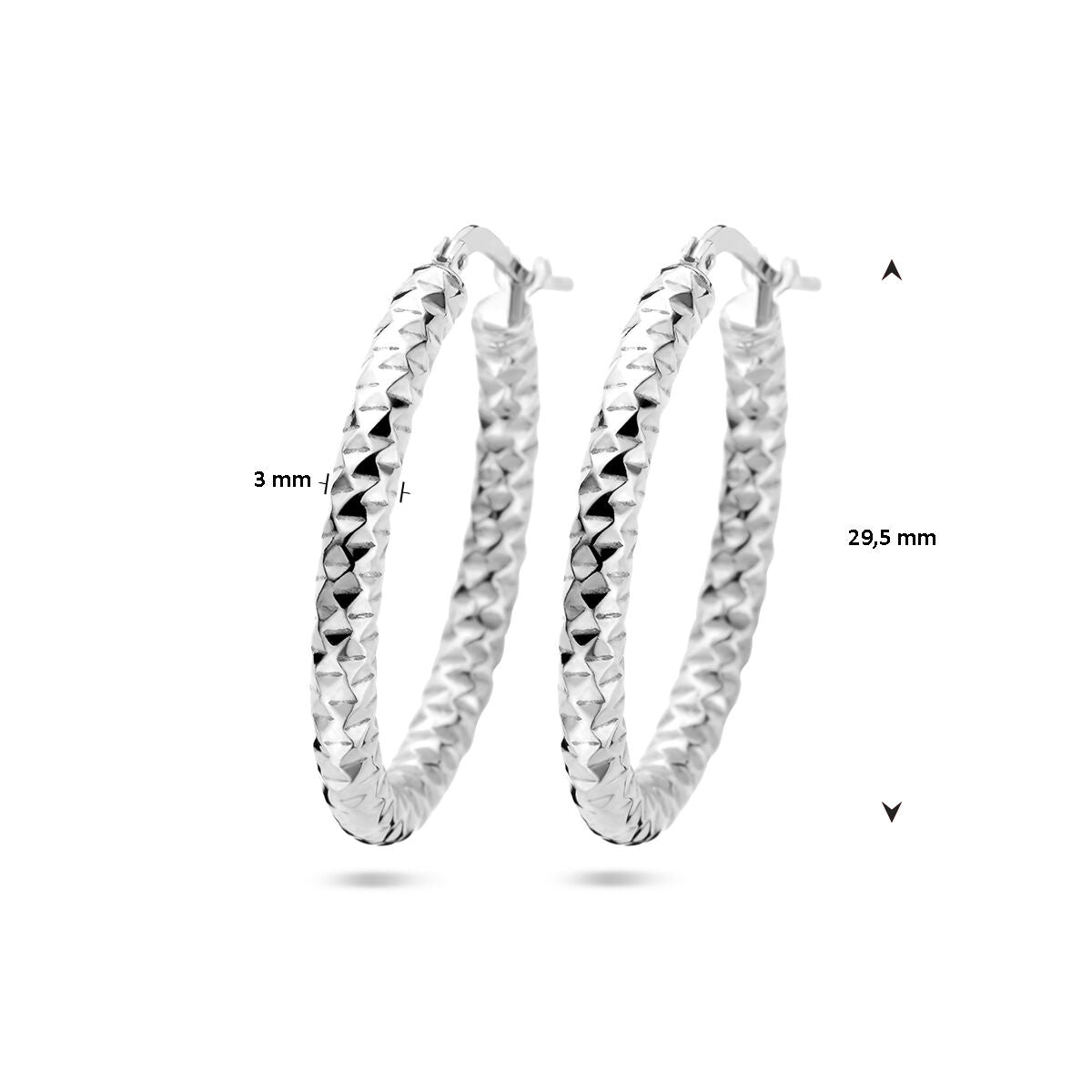 kolczyki koła 3,0 mm okrągła rura diamentowana srebro rodowane