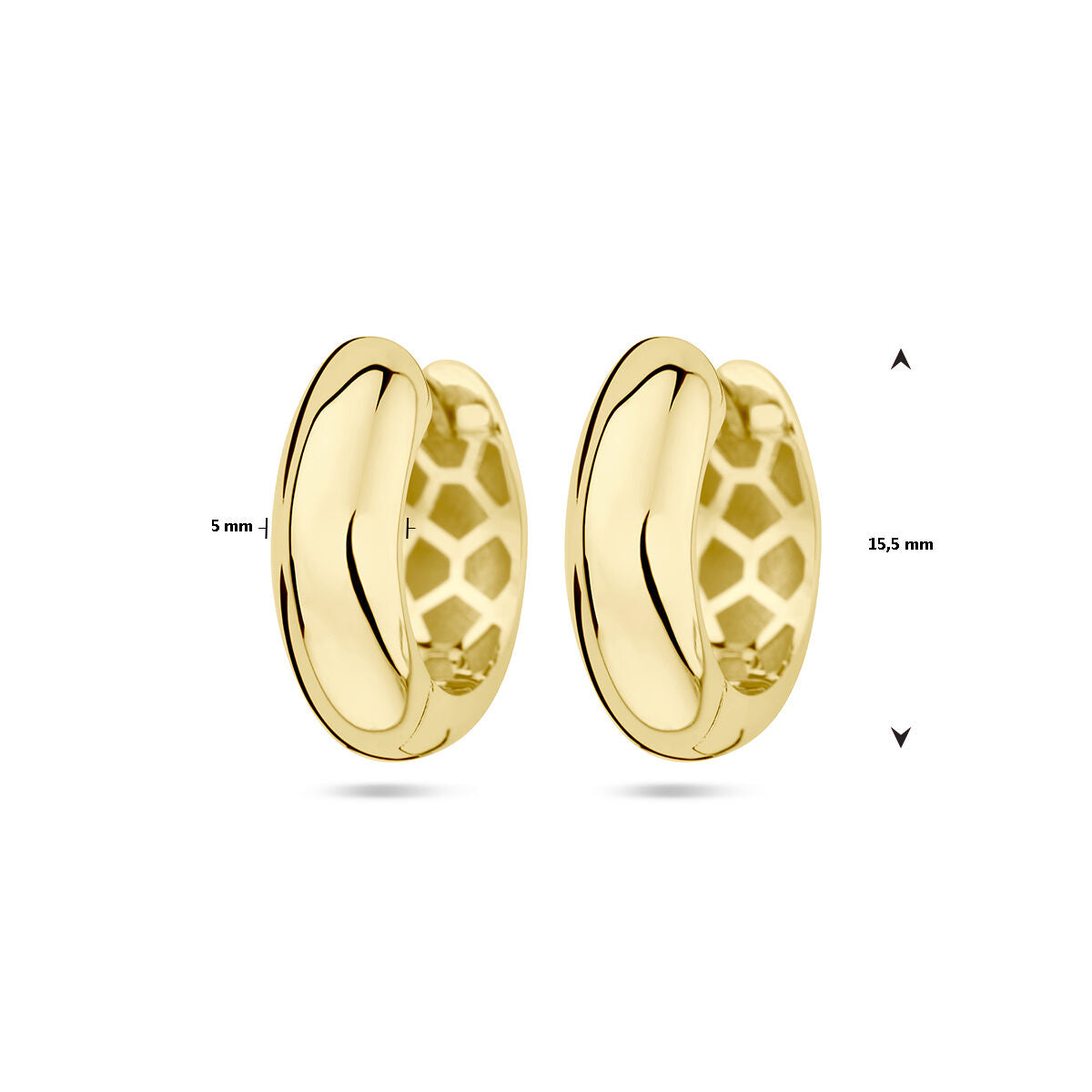 klipsy do uszu 5,0 mm półokrągła rura 14K żółte złoto