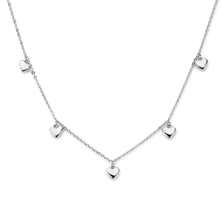 collier hartjes 36 + 4 cm zilver gerhodineerd