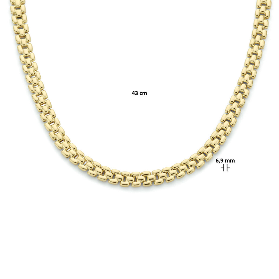 collier panter 6,9 mm 43 cm 3 micron zilver verguld (geel)