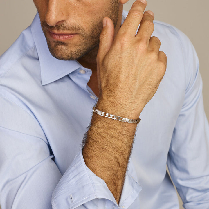 Zilveren armband heren gourmette met tussenstuk 5,8 mm