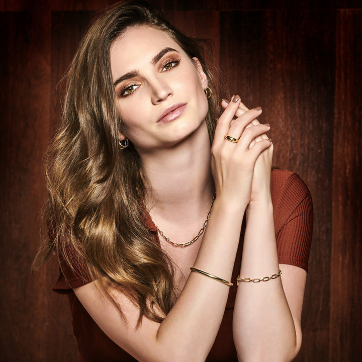 collier anker 5,5 mm 45 cm Zilgold (geelgoud met zilverkern)
