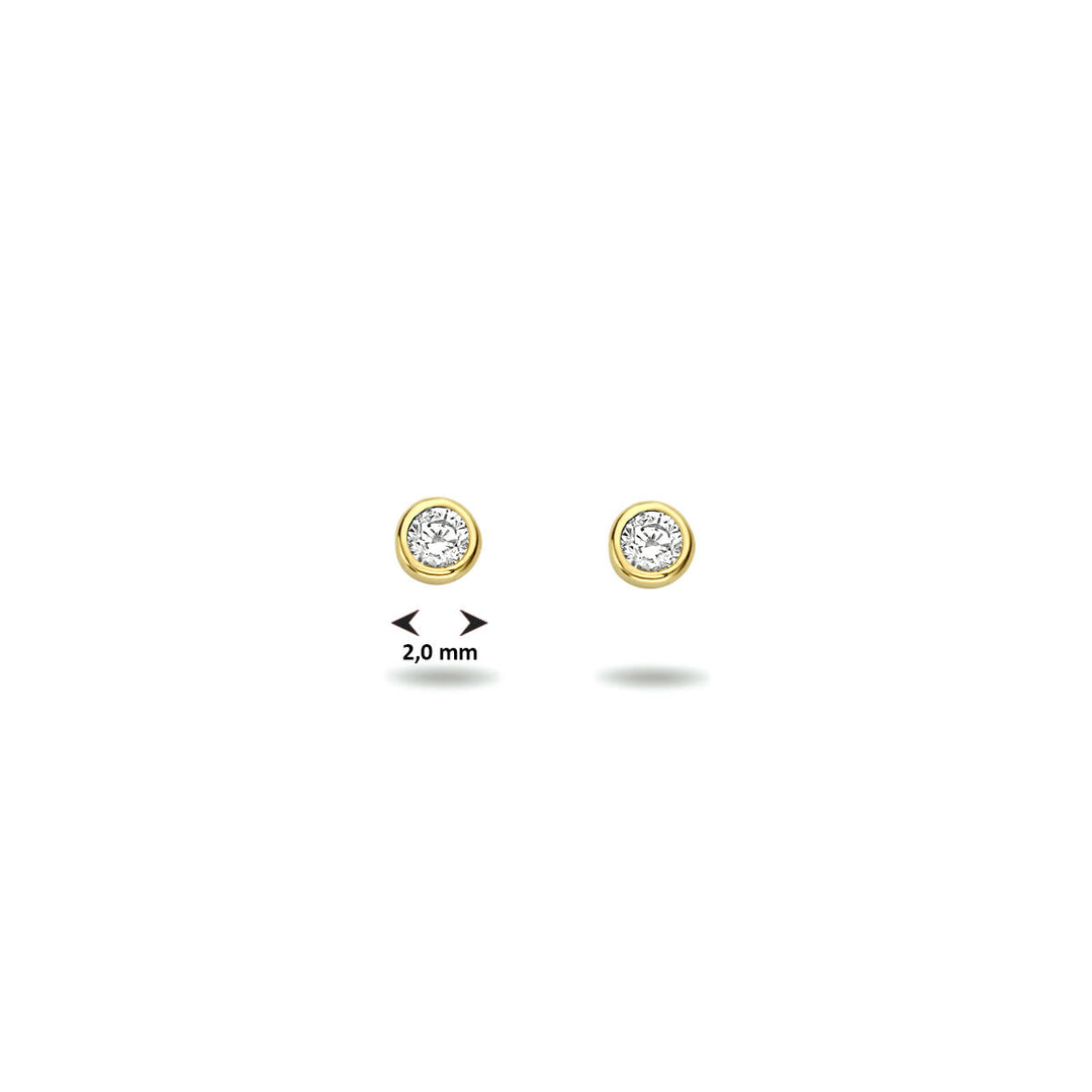 oorknoppen zirkonia 14K geelgoud