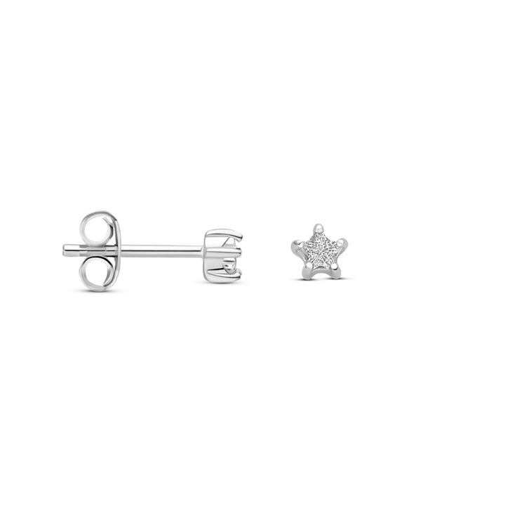 oorknoppen ster zirkonia 3,5 mm zilver gerhodineerd