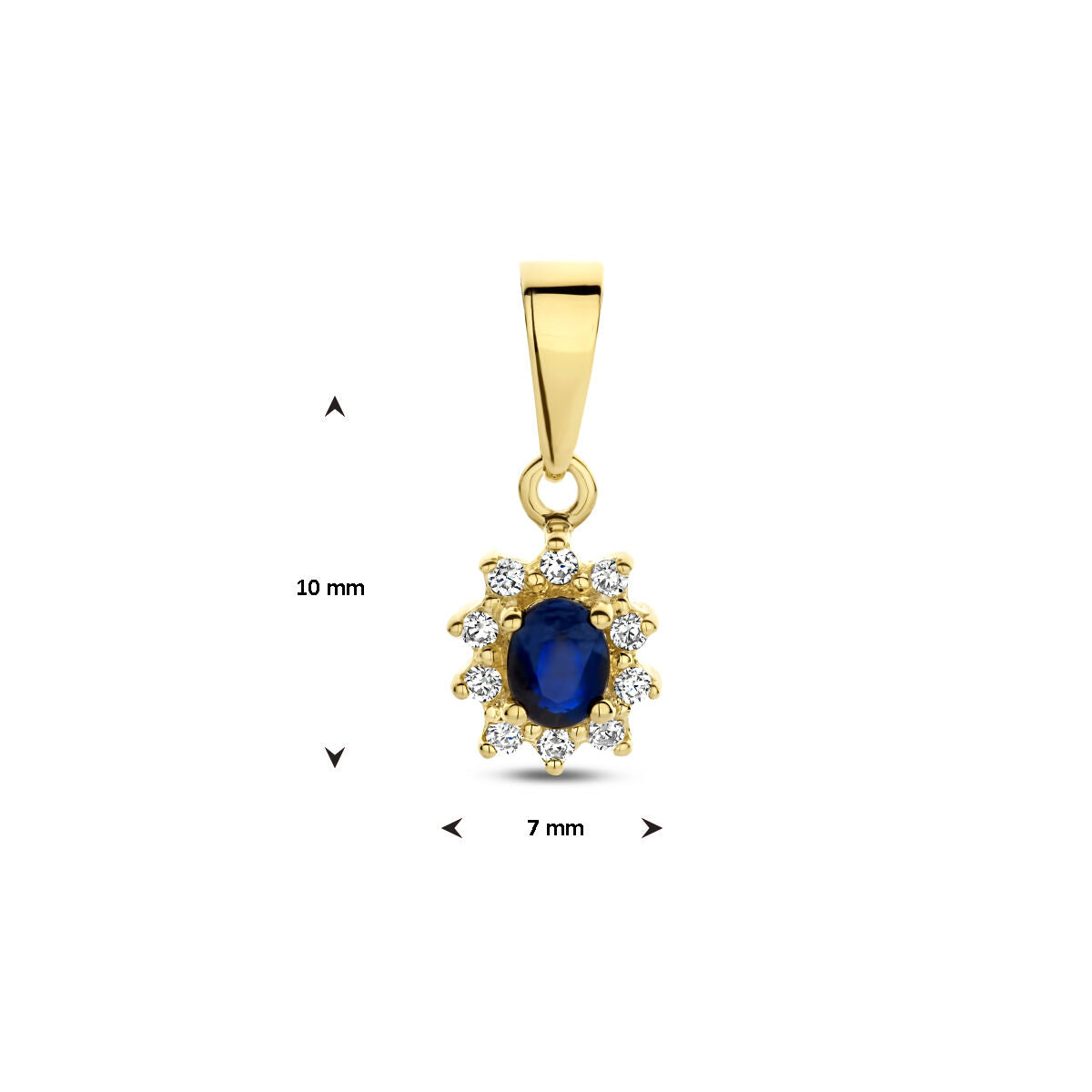 wisiorek z szafirem i diamentem 0.08 ct halo 14K żółte złoto