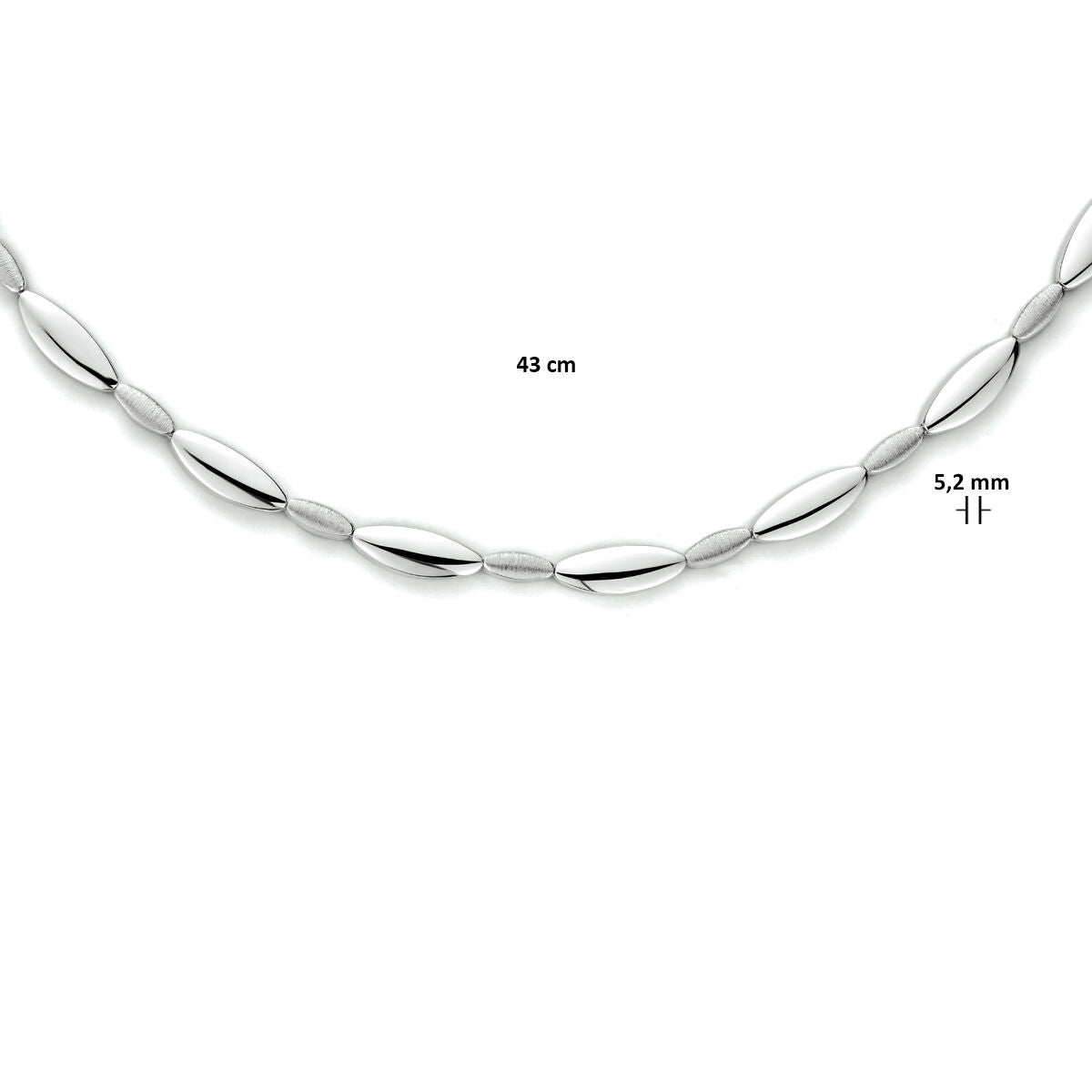 naszyjnik 5,2 mm 43 cm poli/mat srebro rodowane