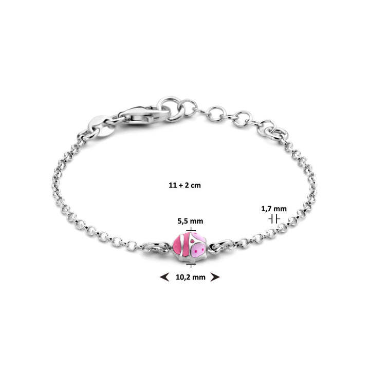 armband lieveheersbeestje 11 + 2 cm zilver gerhodineerd