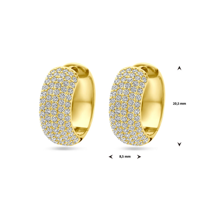 klapoorringen zirkonia 20,5 mm 1 micron zilver verguld (geel)