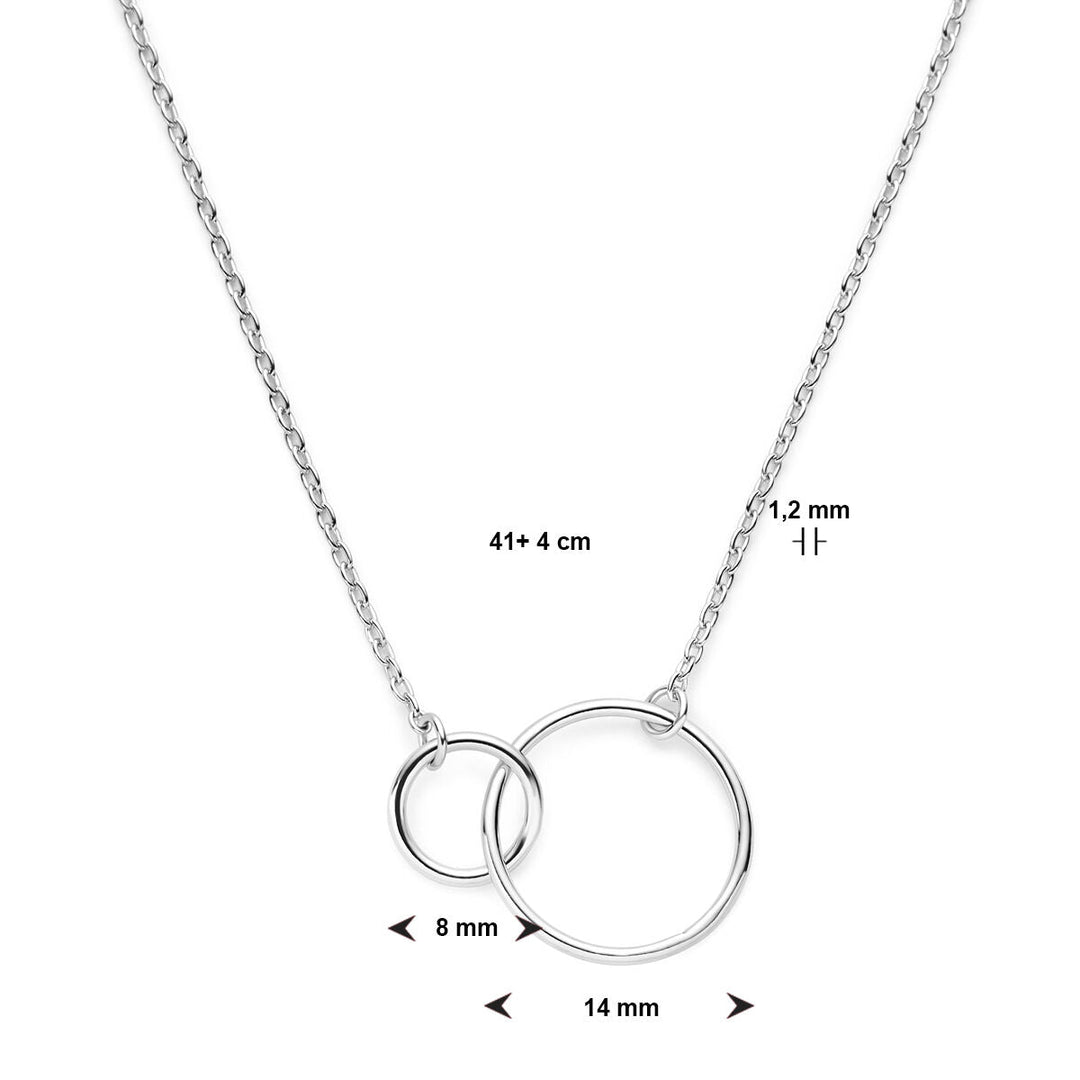 Zilveren ketting dames rondjes gerhodineerd