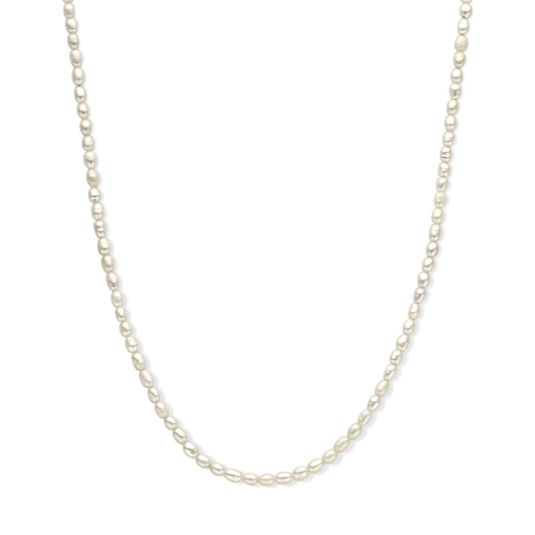 collier parel 3,8 mm 50 + 5 cm zilver gerhodineerd