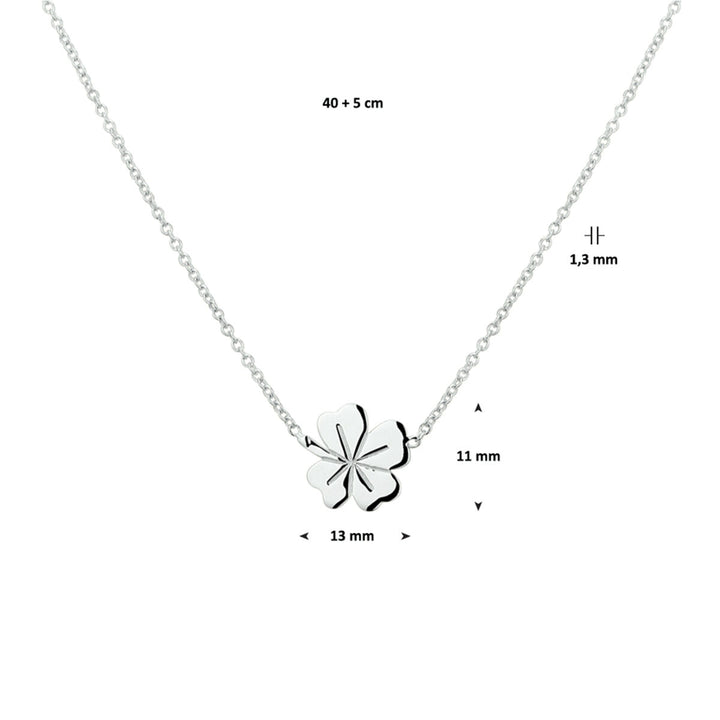 collier klaver 41 + 4 cm zilver gerhodineerd