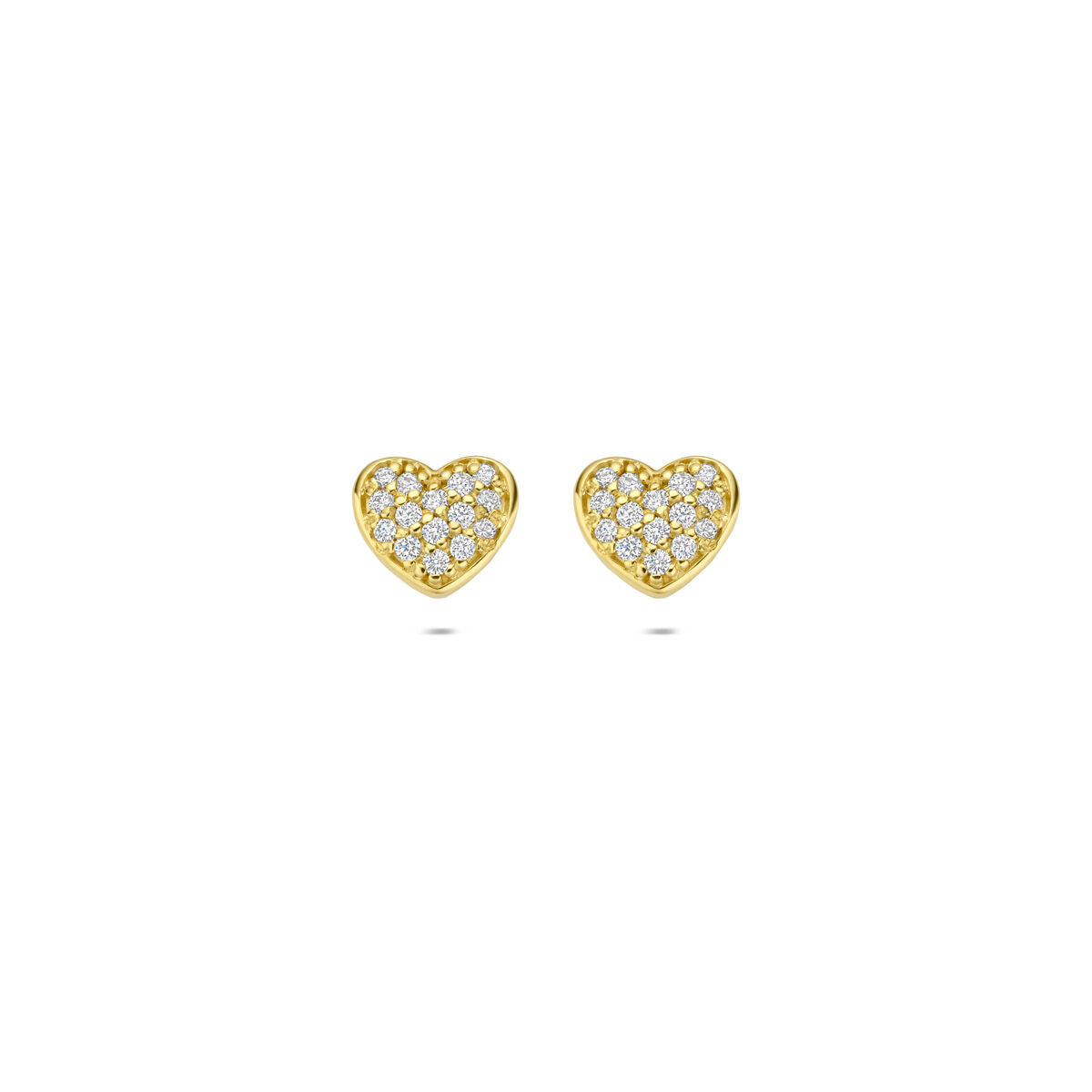 14k żółte złoto kolczyki wkrętki z serduszkiem diament