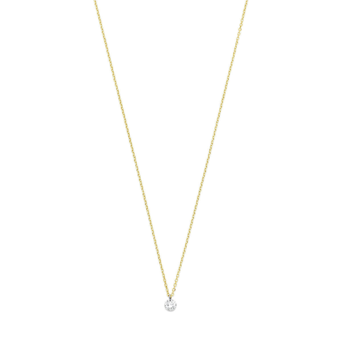 Złoty naszyjnik z diamentem o wadze 0,10 ct, długość 40-42-44 cm.