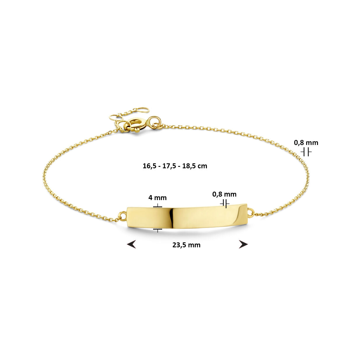 bransoletka grawerowana z płytką 4,0 mm 16,5 - 17,5 - 18,5 cm 14K żółte złoto