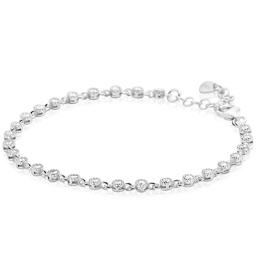 ZINZI zilveren armband met een speelse rij witte zirkonia’s in ronde zetting. ZIA2893