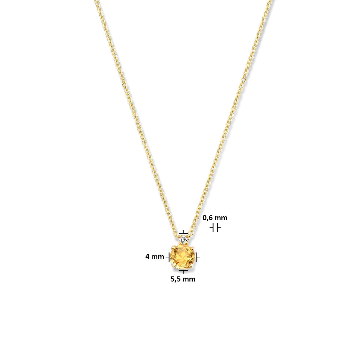 naszyjnik cytryn i diament 0.015ct h si 40 cm 14K żółte złoto