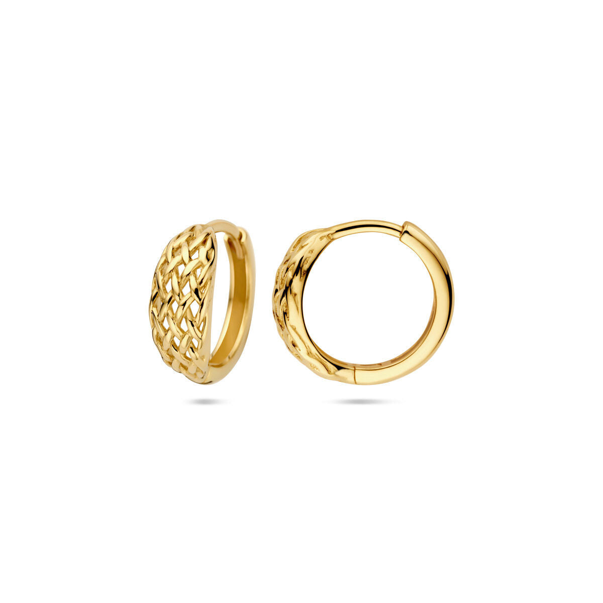 plecione kolczyki koła 13 mm 14K żółte złoto