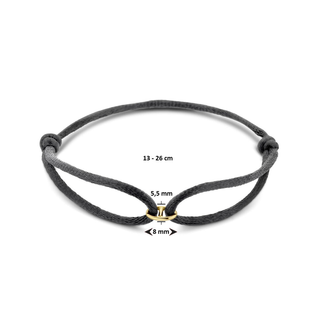 armband satijn 14K goud met rubber/nylon/leer