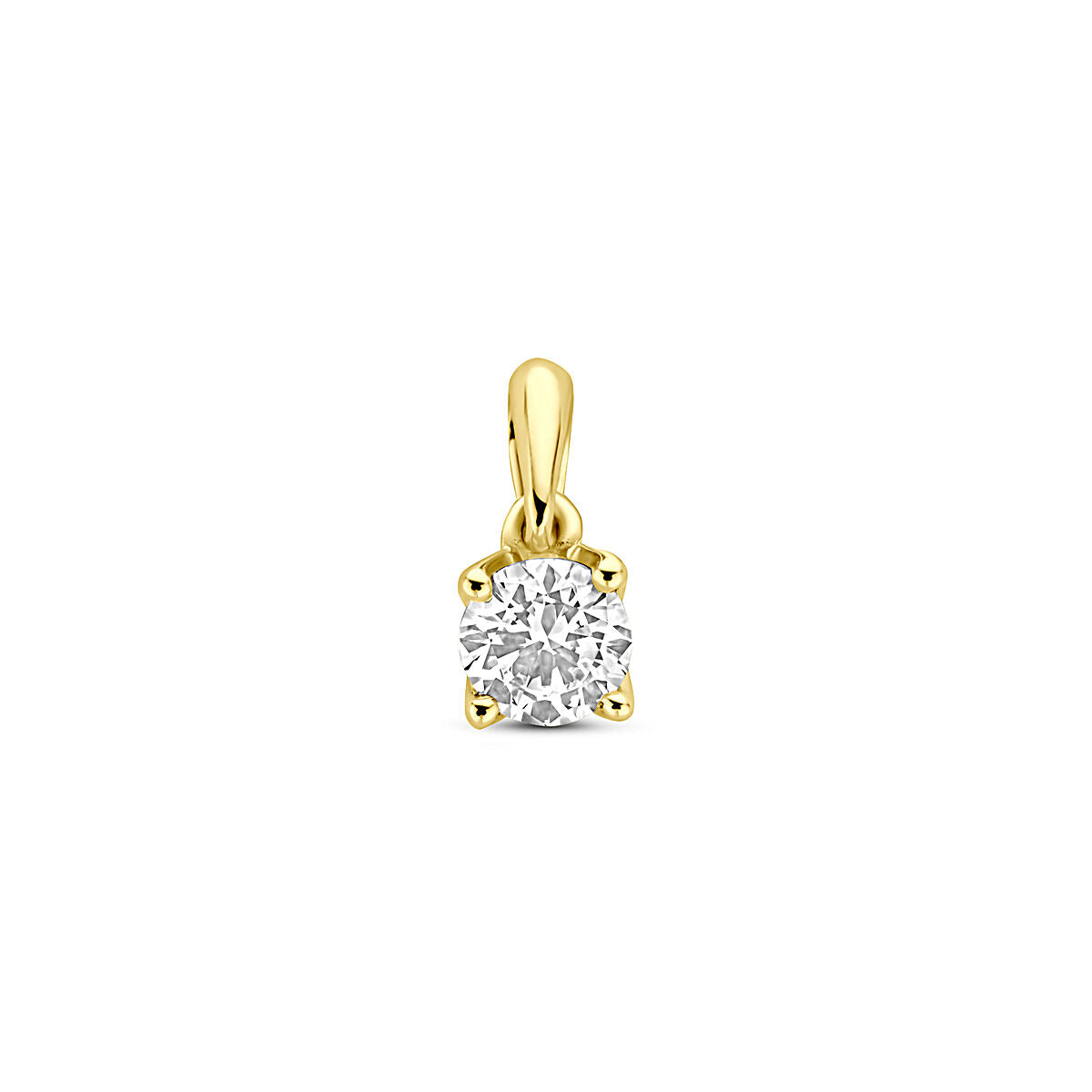 Wisiorek z laboratorium wyhodowanym diamentem 0,25 ct, złota oprawa 14K, o średnicy 9,5 mm.