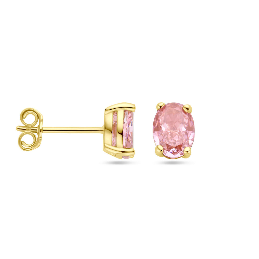 oorknoppen padparadscha zirkonia 14K geelgoud