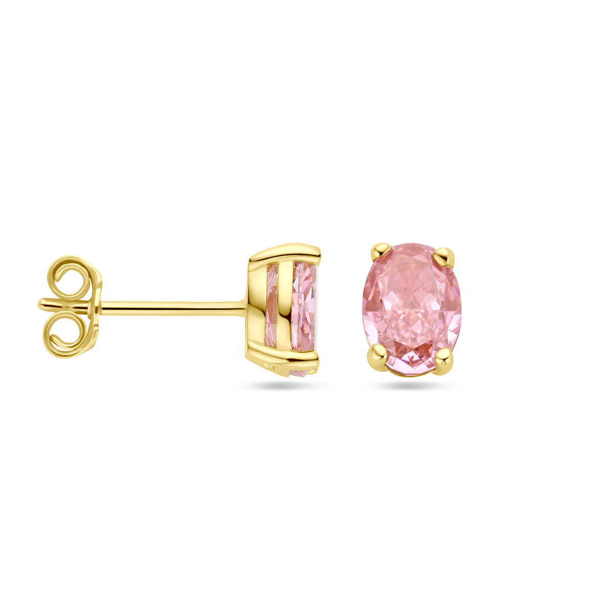 kolczyki wkrętki cyrkonia padparadscha 14K żółte złoto