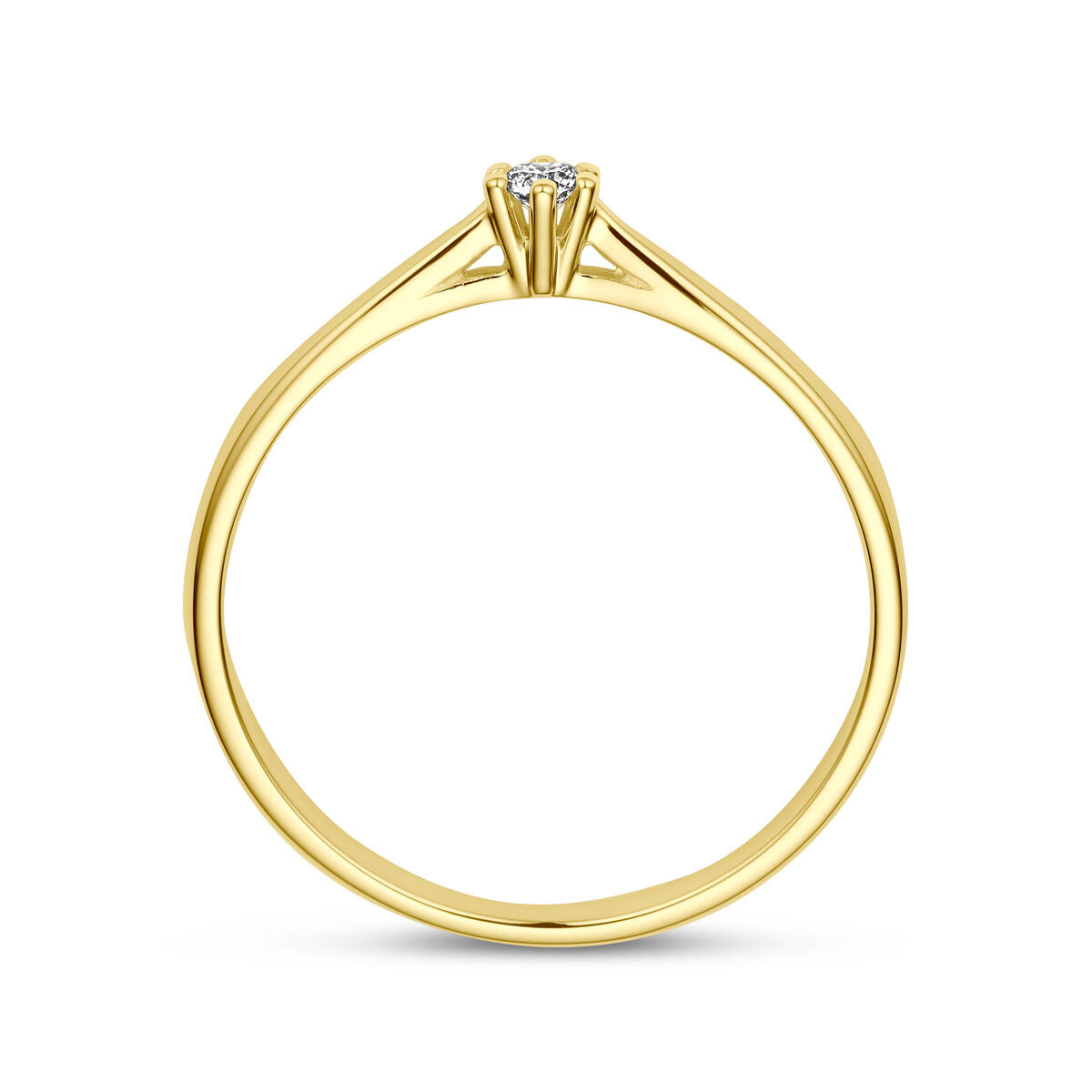 pierścionek diament 0.05ct h si 14K żółte złoto