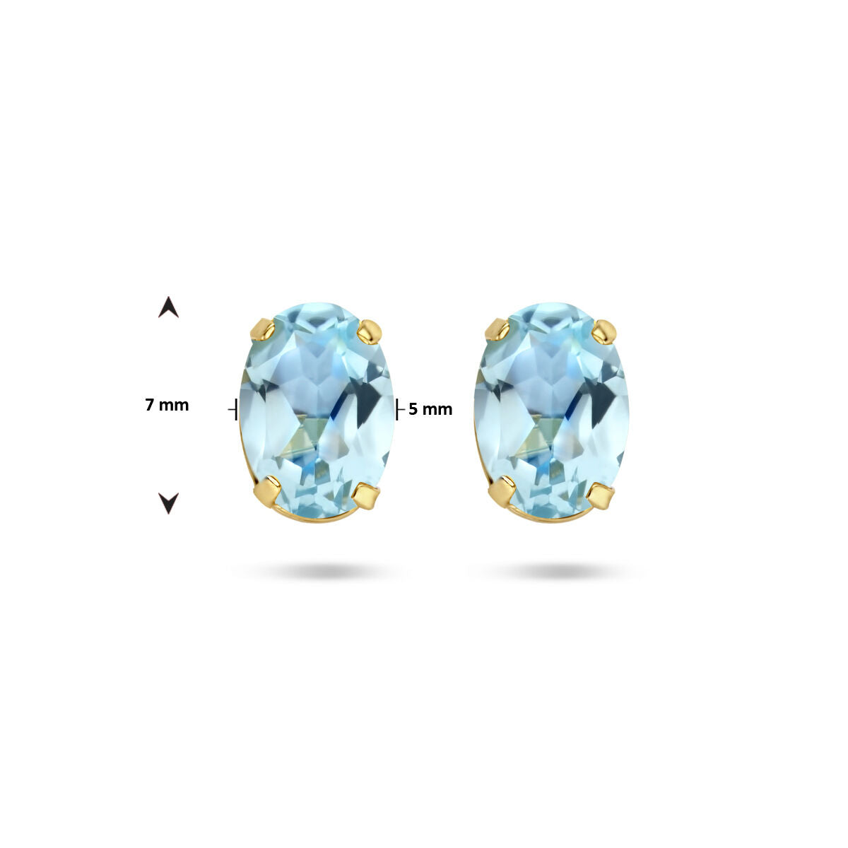 kolczyki wkrętki niebieski topaz 14K żółte złoto