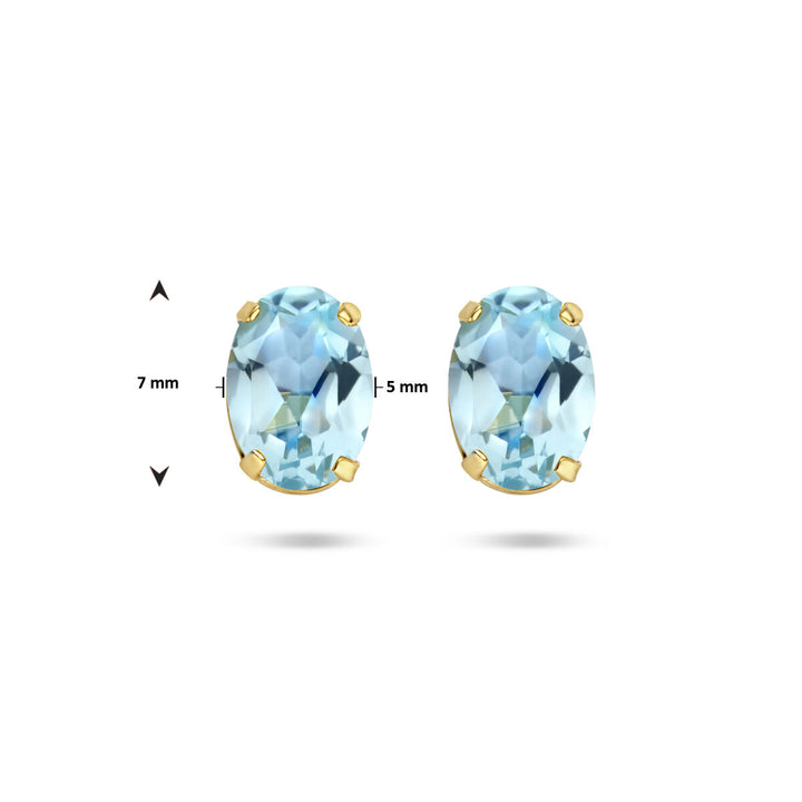 oorknoppen blauw topaas 14K geelgoud