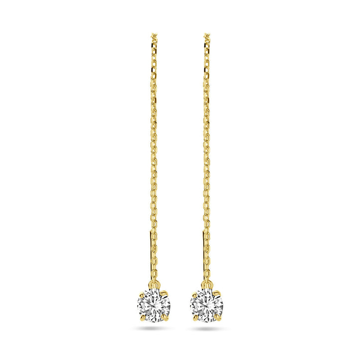 doortrekoorbellen zirkonia 14K geelgoud
