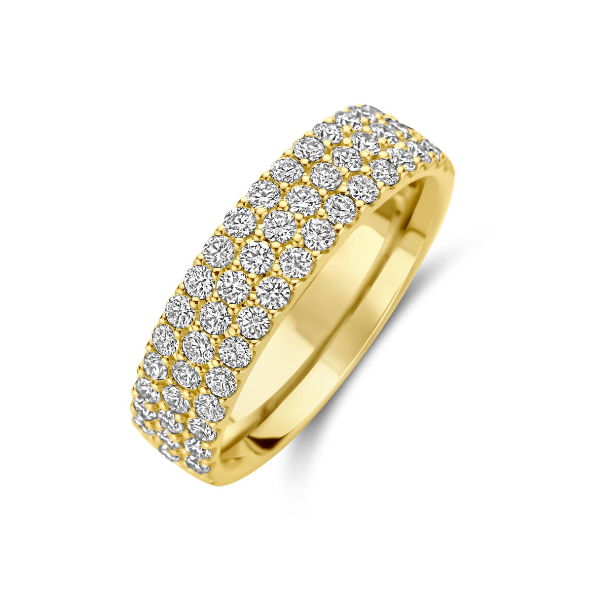 Pierścionek z diamentami o łącznej wadze 1,13 ct, wykonany z 14K żółtego złota, z błyszczącym wykończeniem.