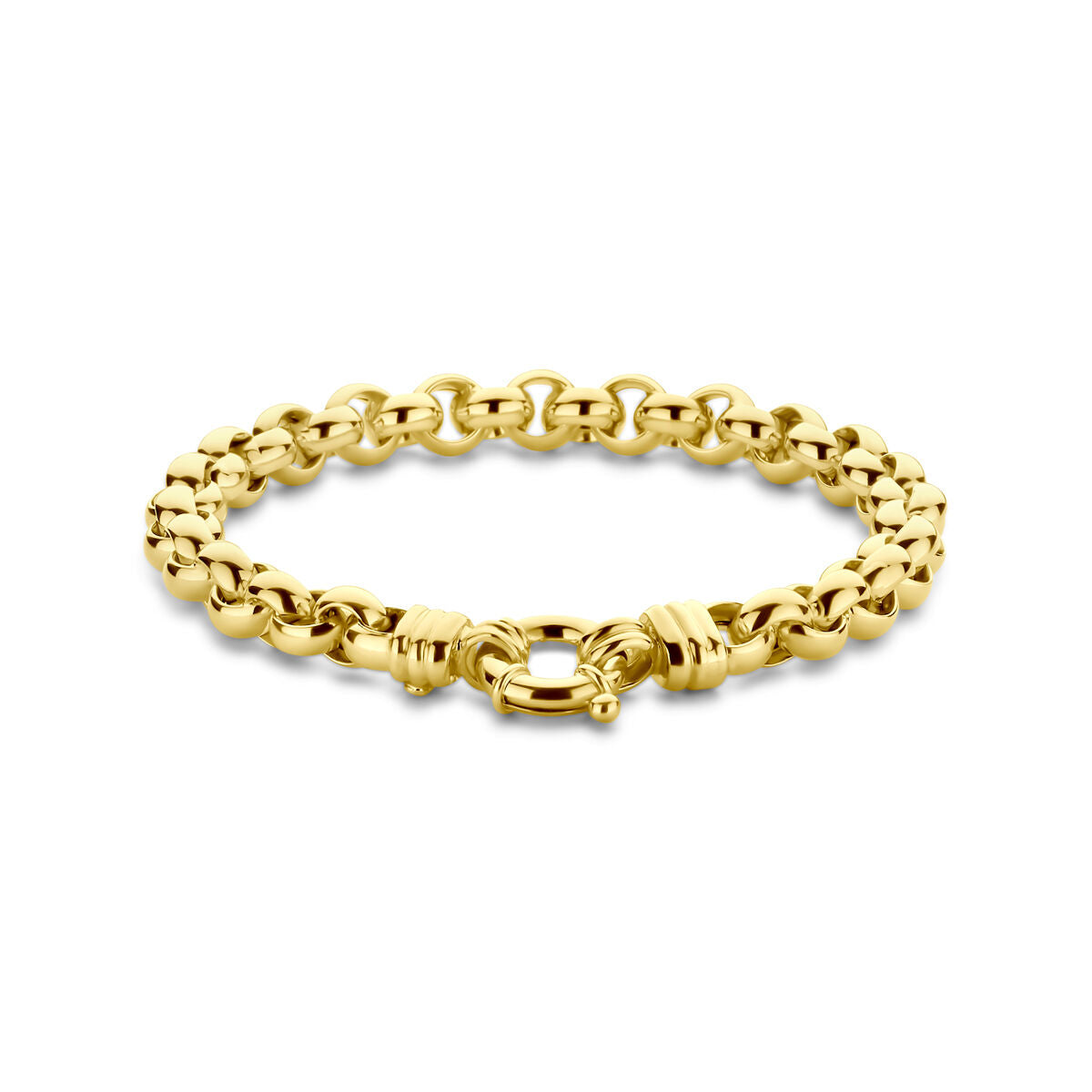 Bransoletka jasseron 7 mm, 19 cm, wykonana z 14K żółtego złota.