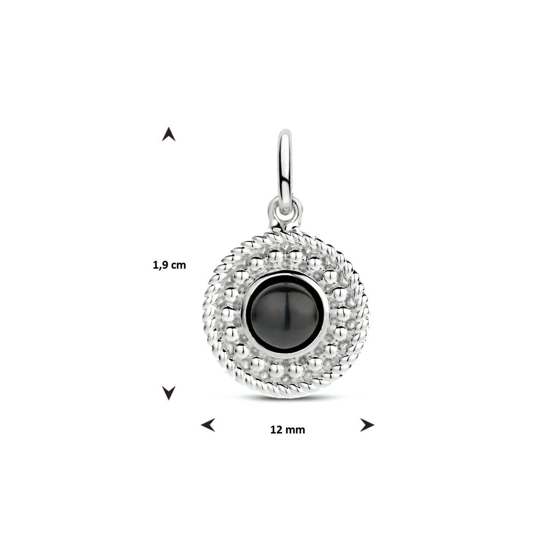 hanger rond onyx zilver gerhodineerd