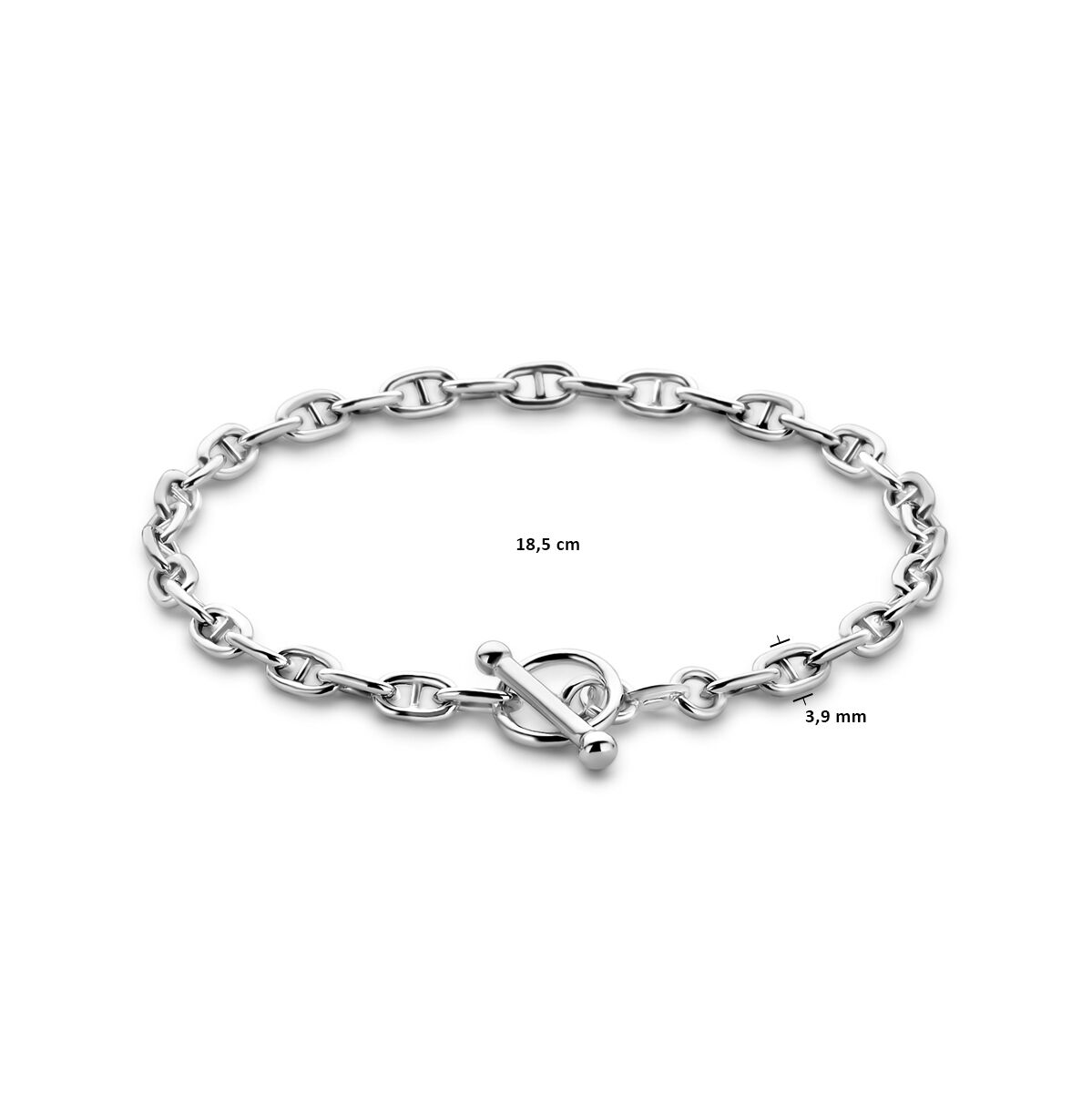 bransoletka marine okrągła rura 3,9 mm 18,5 cm zapięcie kapitałowe srebro rodowane
