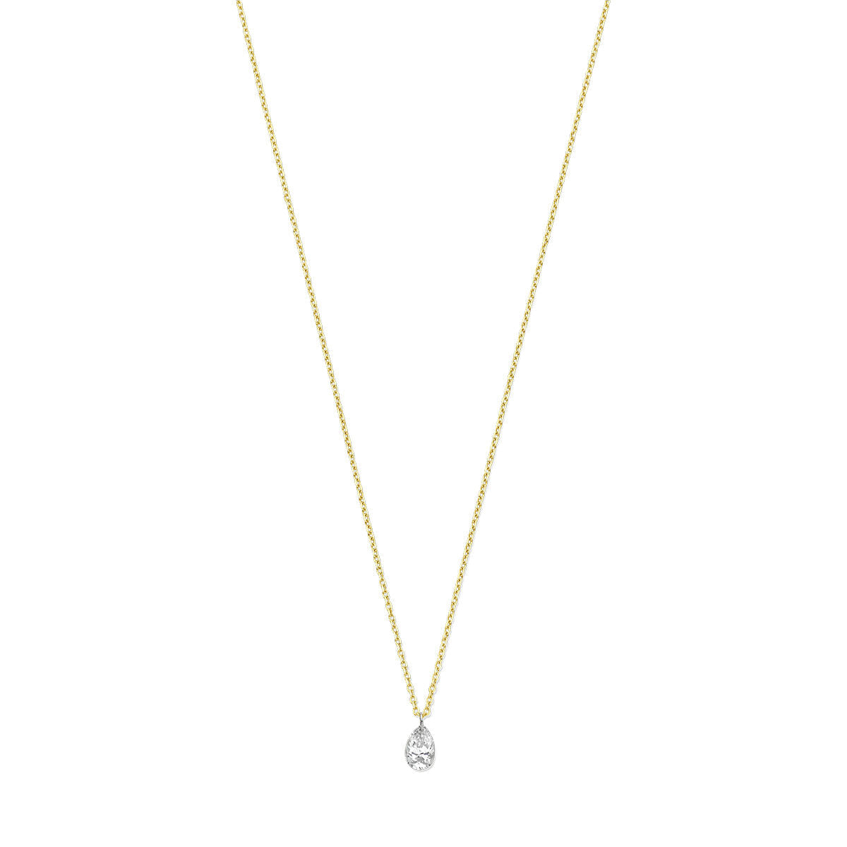 Gouden damesketting van 18K met een kleine diamant in een hangertje.