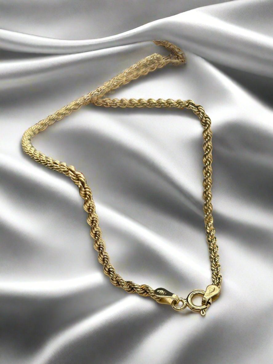 Złoty naszyjnik vintage 14K o długości 46 cm, pleciony, z zapięciem.