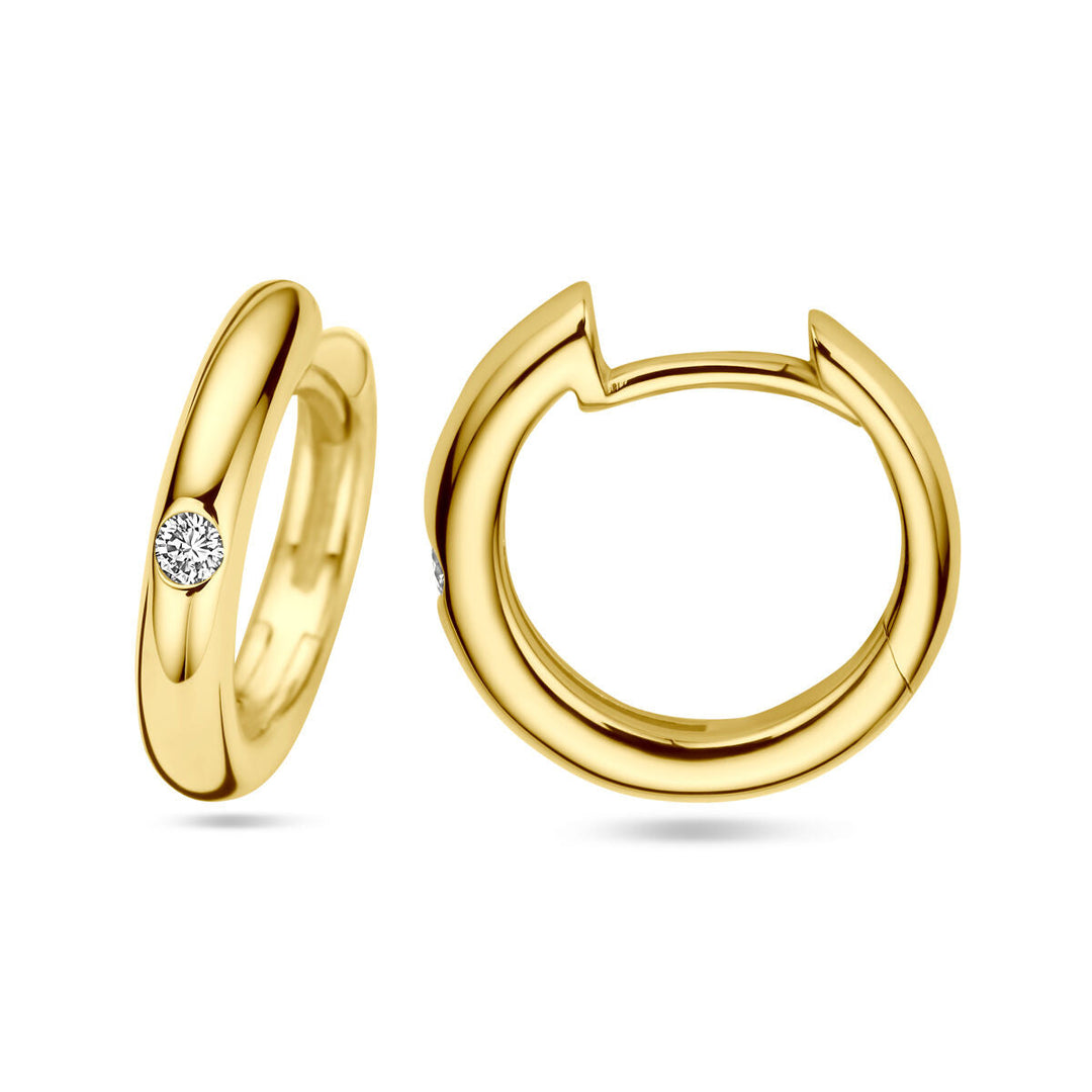 klapoorringen diamant 0.04ct (2x 0.02ct) h si 14K geelgoud