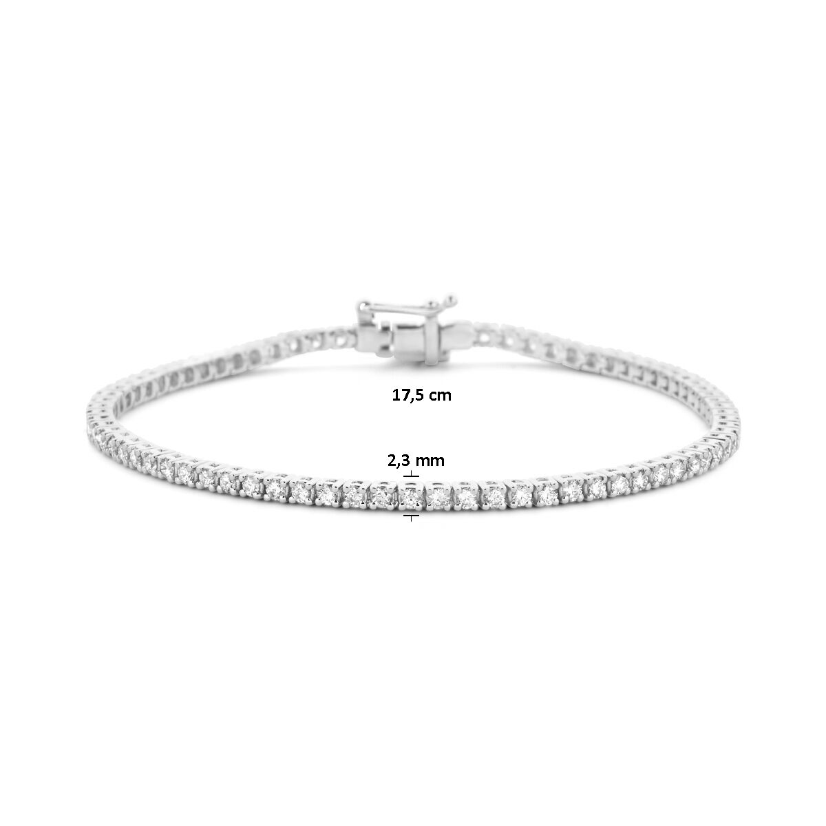 bransoletka tenisowa z laboratorium hodowanego diamentu 2.00ct g si 2,3 mm 17,5 cm 14K białe złoto