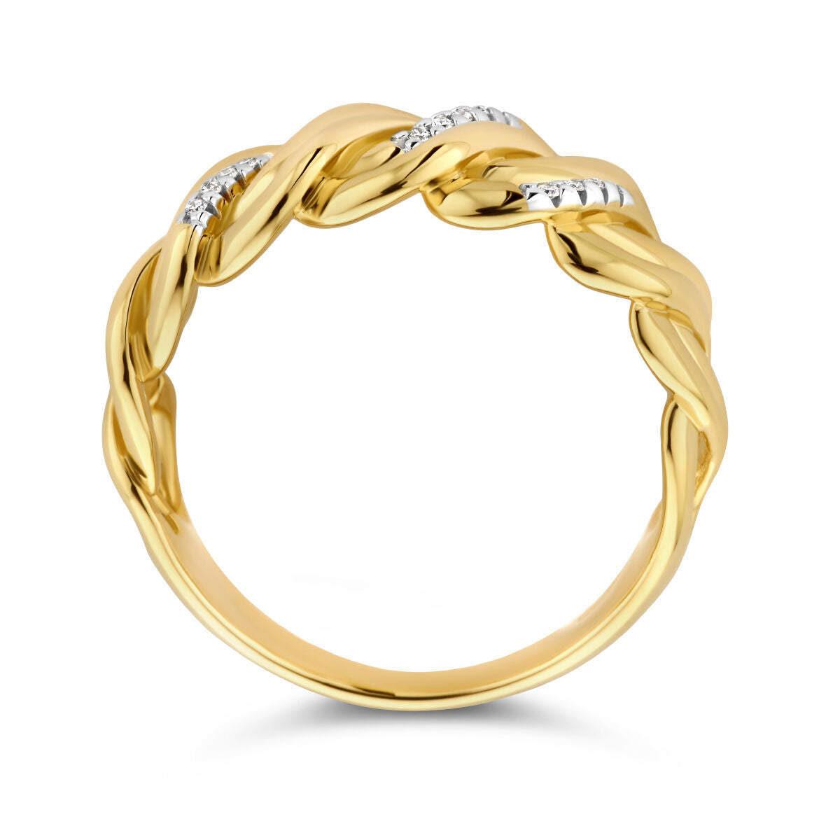 pierścionek diament 0.04ct h si 14K żółte złoto
