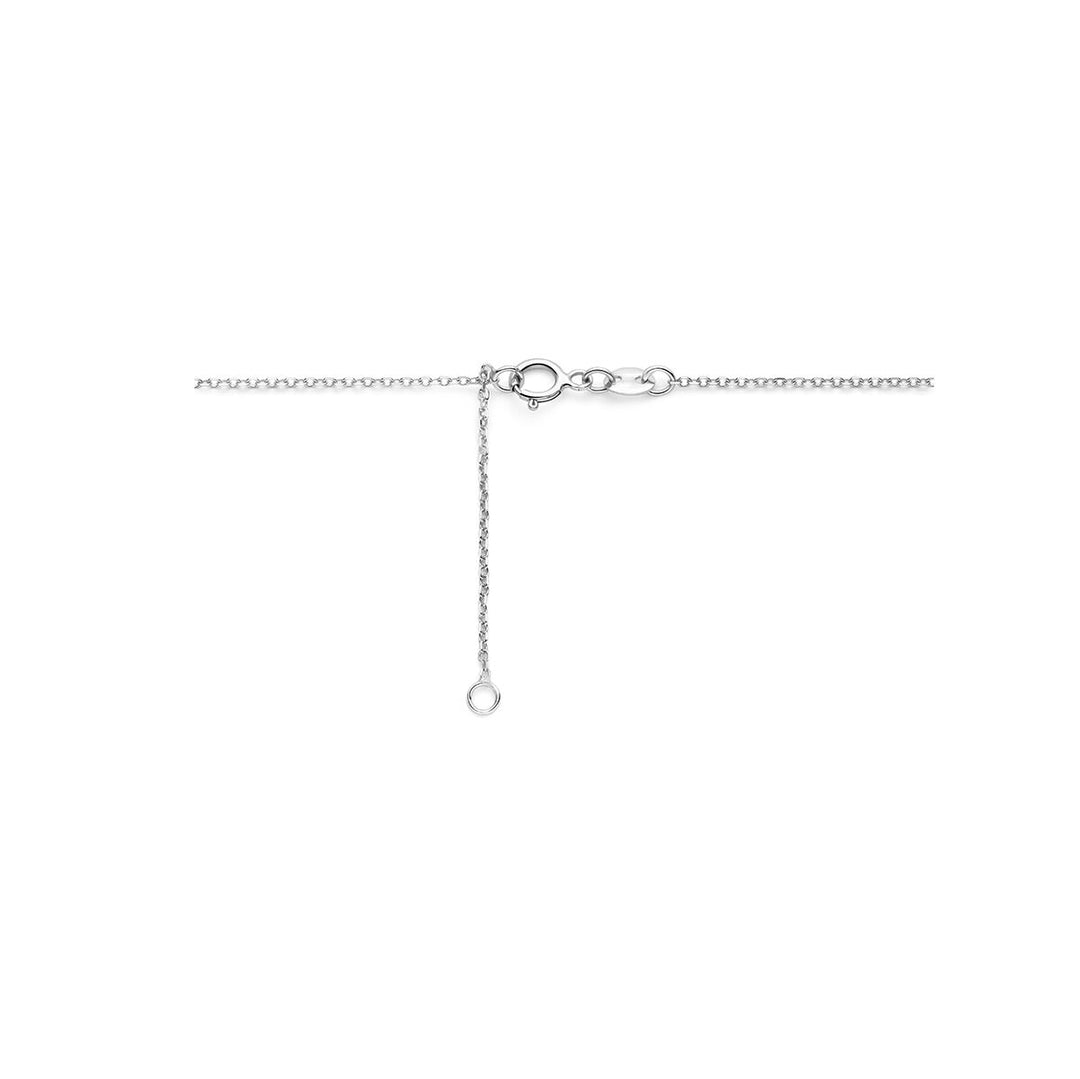 Gouden dames ketting balkje diamant 14K witgoud
