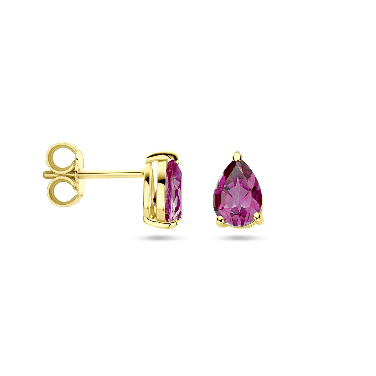 kolczyki wkrętki różowy topaz 14K żółte złoto