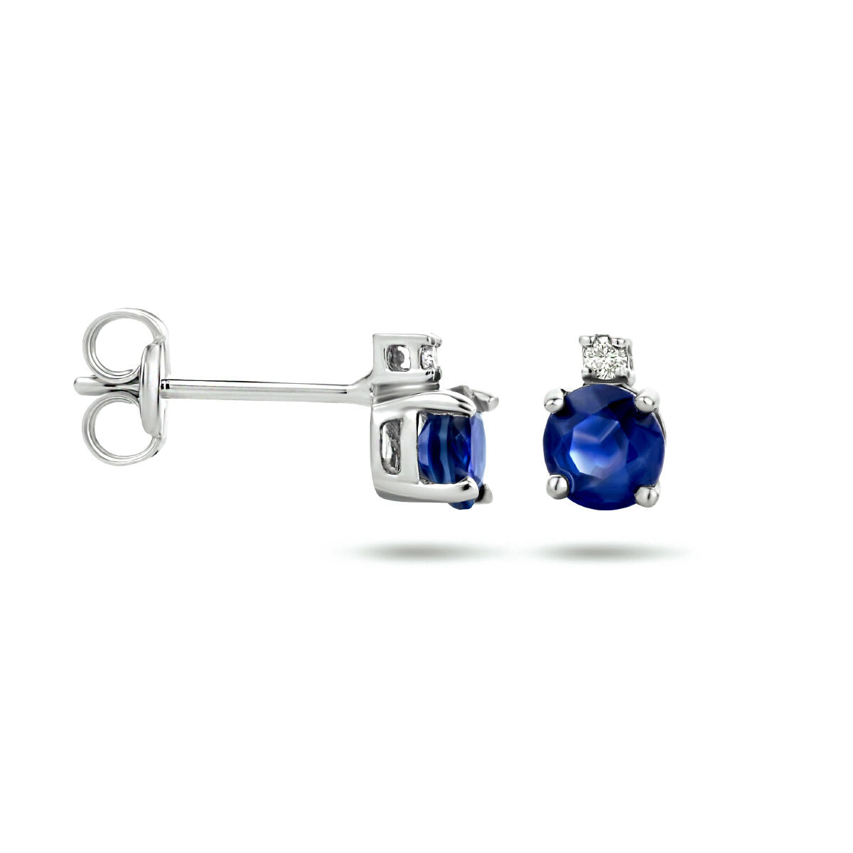 kolczyki wkrętki szafir i diament (2x 0.015ct) h si 14K białe złoto
