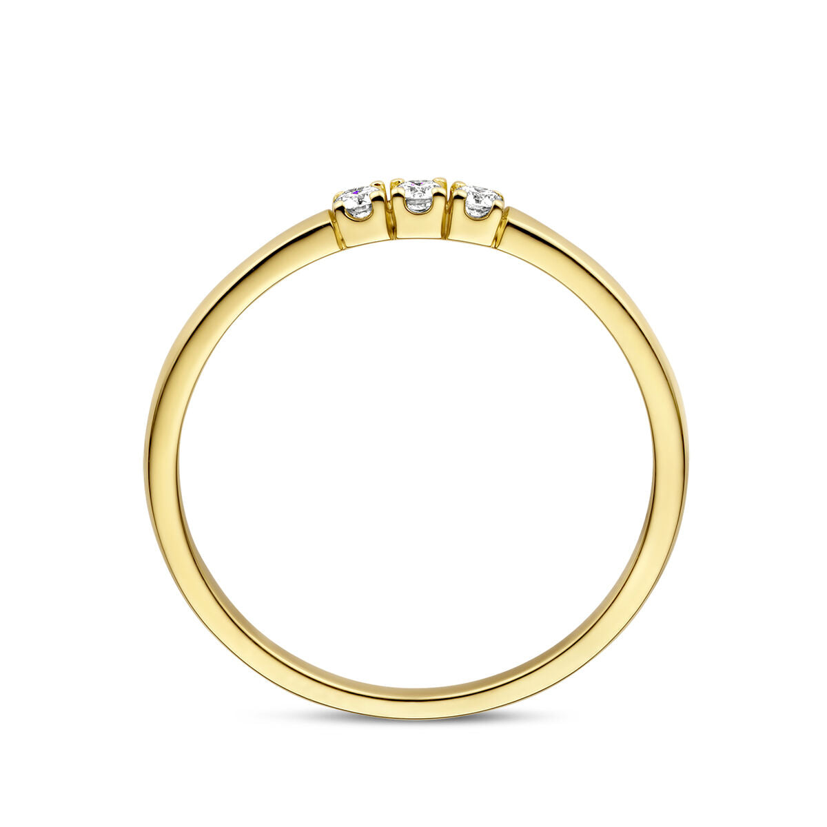 pierścionek memoriałowy trilogia diament 0.09ct h si 14K żółte złoto
