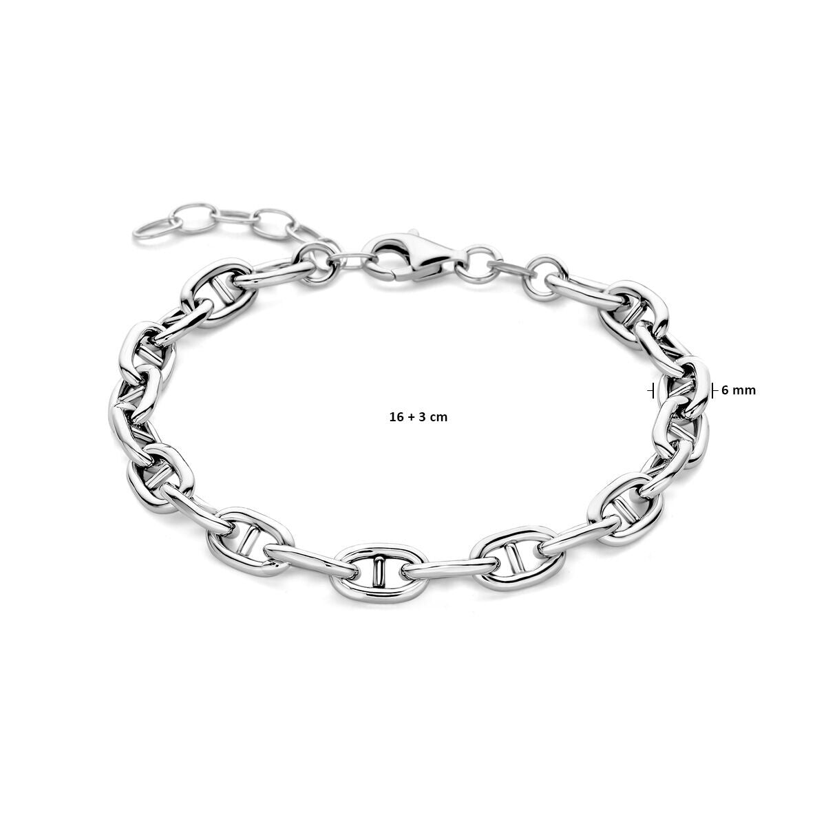 bransoletka marine okrągła rura 6,0 mm 16 + 3 cm srebro rodowane