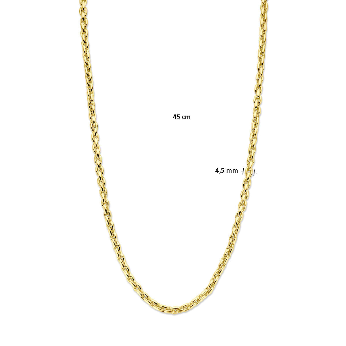 naszyjnik fantazyjne ogniwo 4,5 mm 45 cm 14K żółte złoto